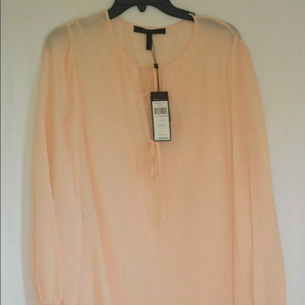 NWT BCBGMAXZRIA  Double Tie Peasant Peach Blush L